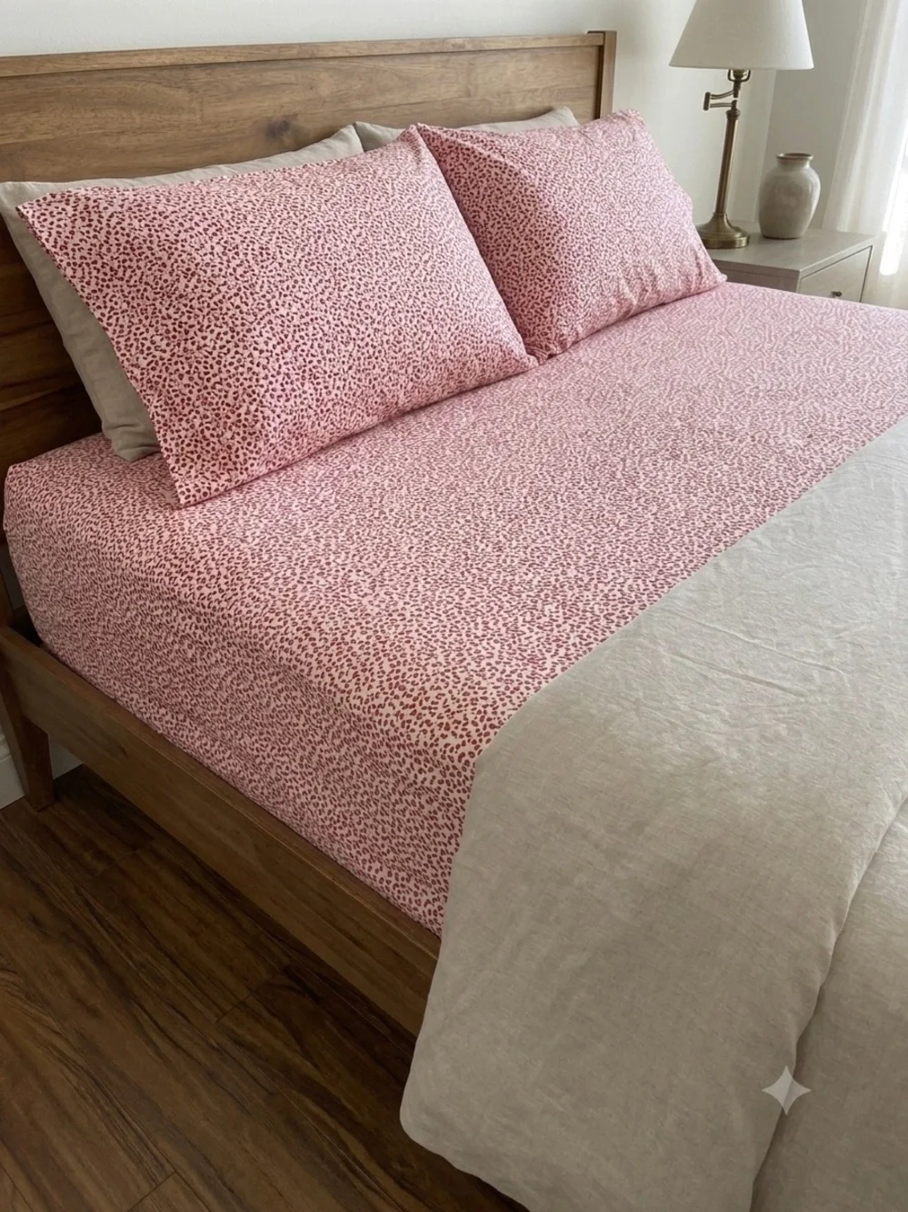 Laura Ashley Queen Fitted Sheet & Pillowcase Set – Red/White Floral Berry Print